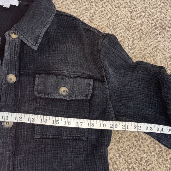 ODDY Black Distressed Button Down Shirt Small - Picture 3 of 6